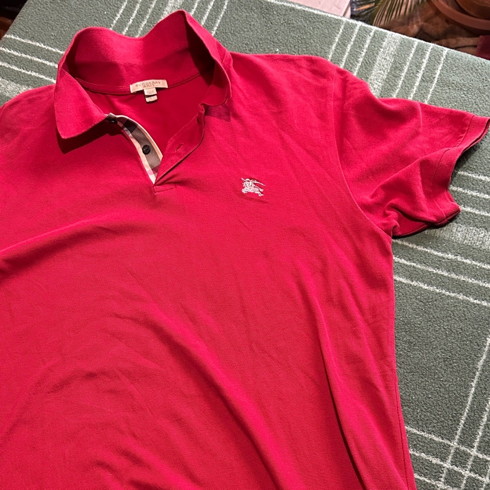 Burberry size Large Red Polo Shirt